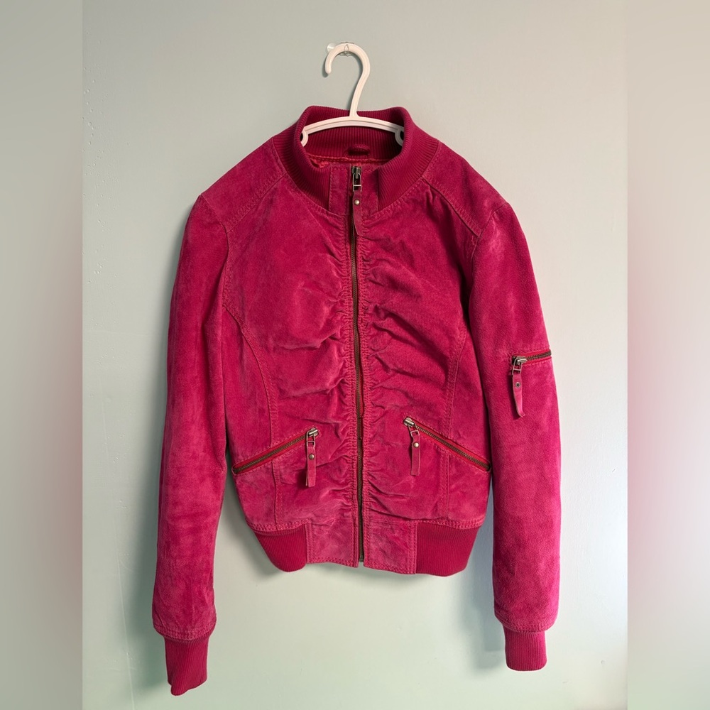 Le Chateux Hot Pink Leather Jacket Woman XS TP, Woman Vintage Leather Jacket